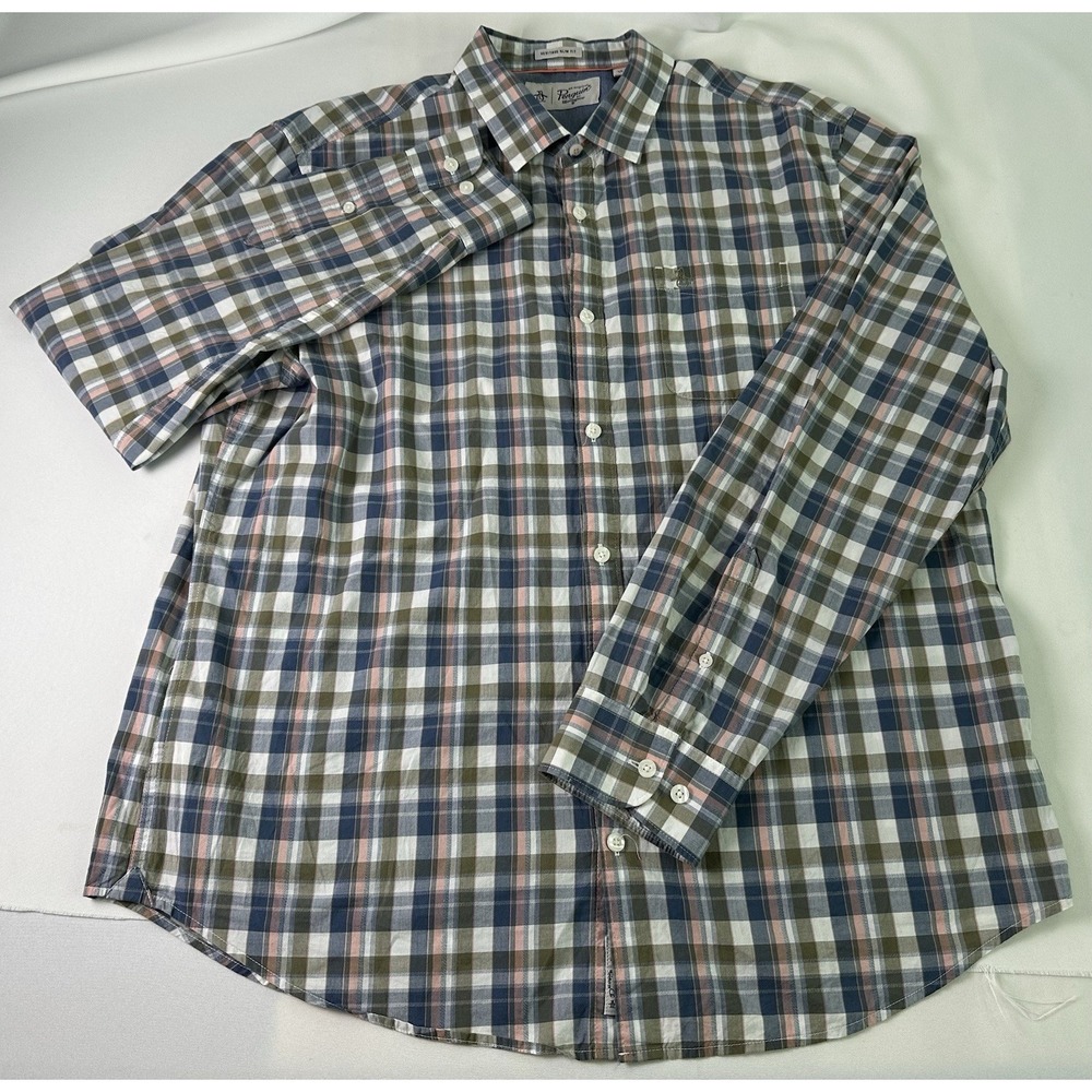 Original Penguin Heritage Slim Fit Long Sleeve Button Down Plaid Shirt Size XL